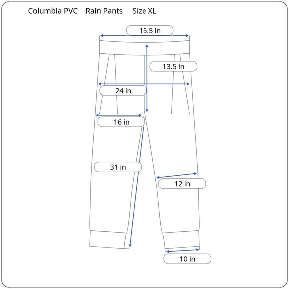 Vtg Columbia Waterproof Rain Pants Shell PVC Nylon Blue Sealed Seam Womens XL - Picture 3 of 12